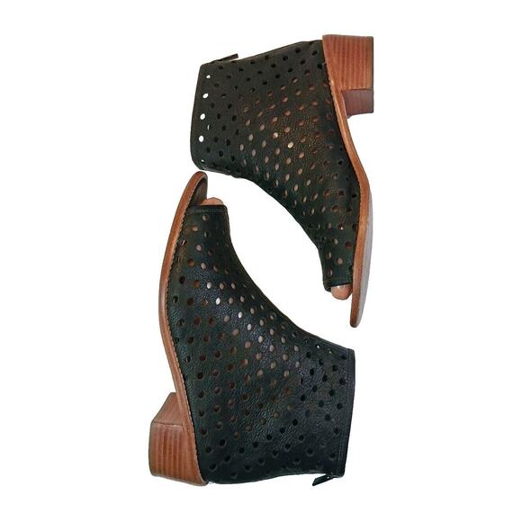 Loeffler Randall Ione Booties Perforated Open Toe Women's Size 10 Black Leather - Picture 6 of 10